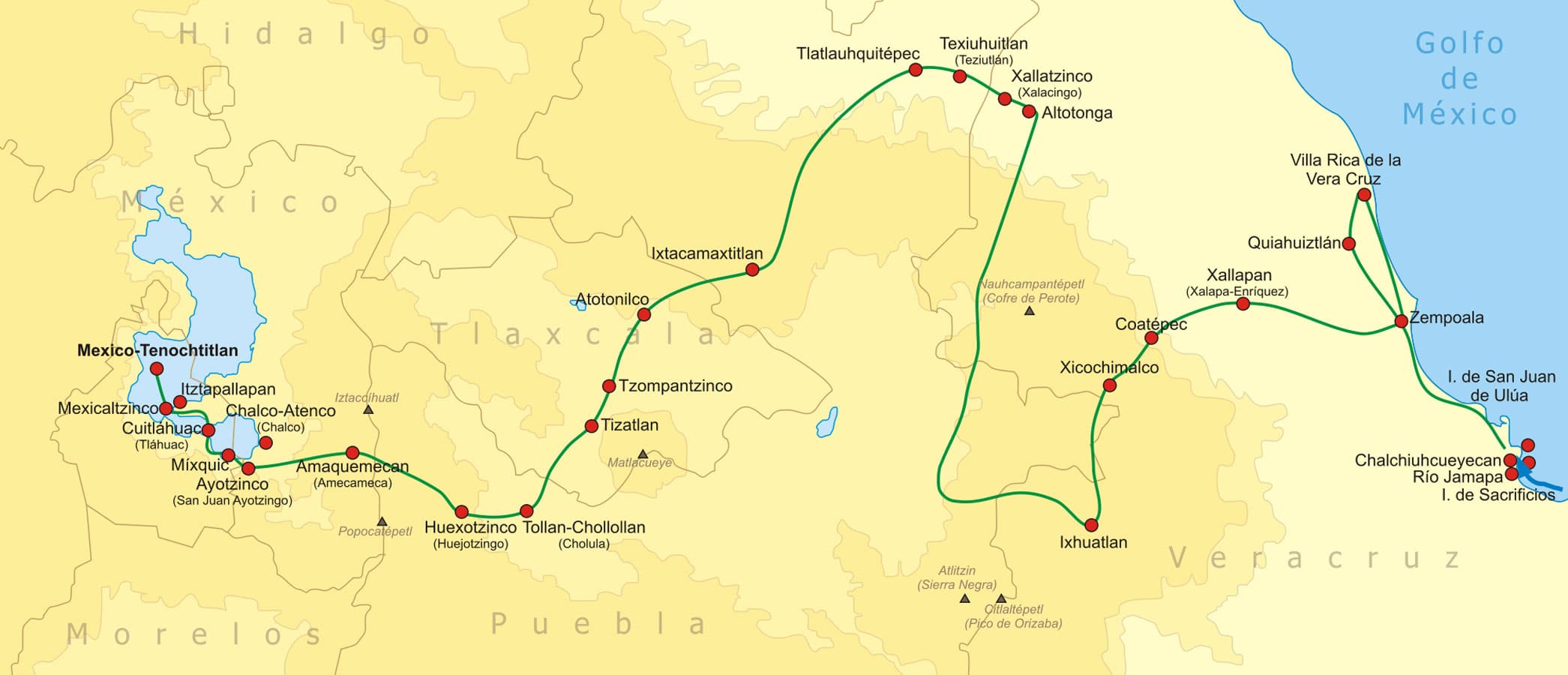 La ruta de Hernán Cortes